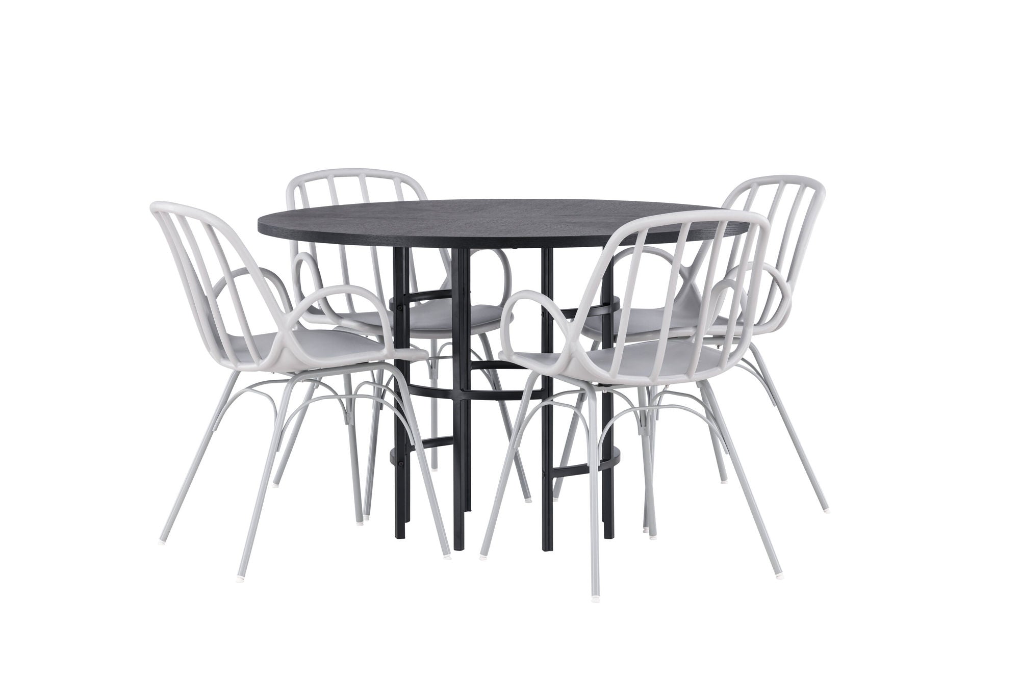 Venture Home Copenhagen spisebord - Black / Black Veneer +Dyrön Spisebordsstol - Greige Polypropylene _4