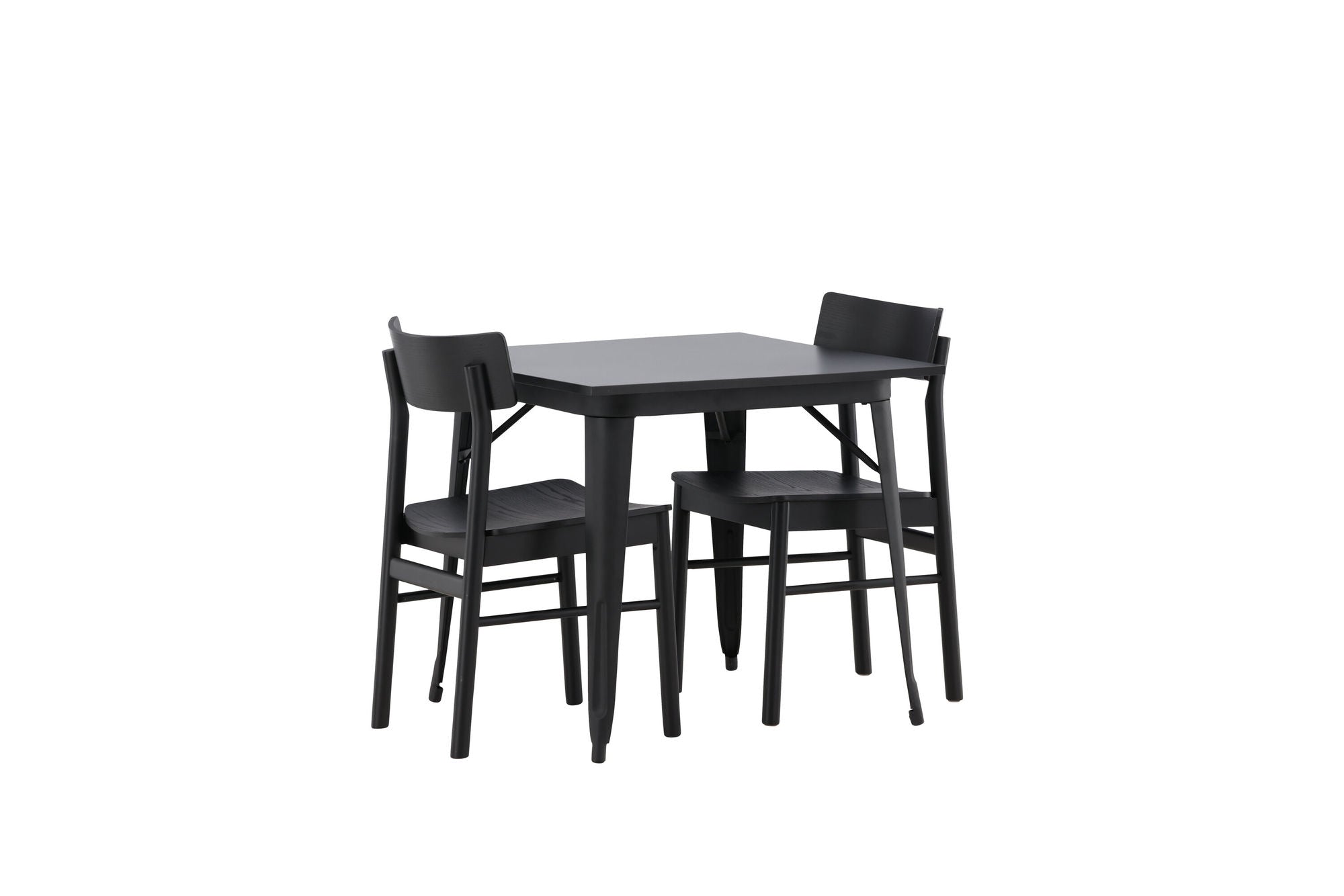 Venture Home Tempe spisebord - Black / Black MDF +Montros Spisebordsstol - Natural / Natural Rubberwood _2