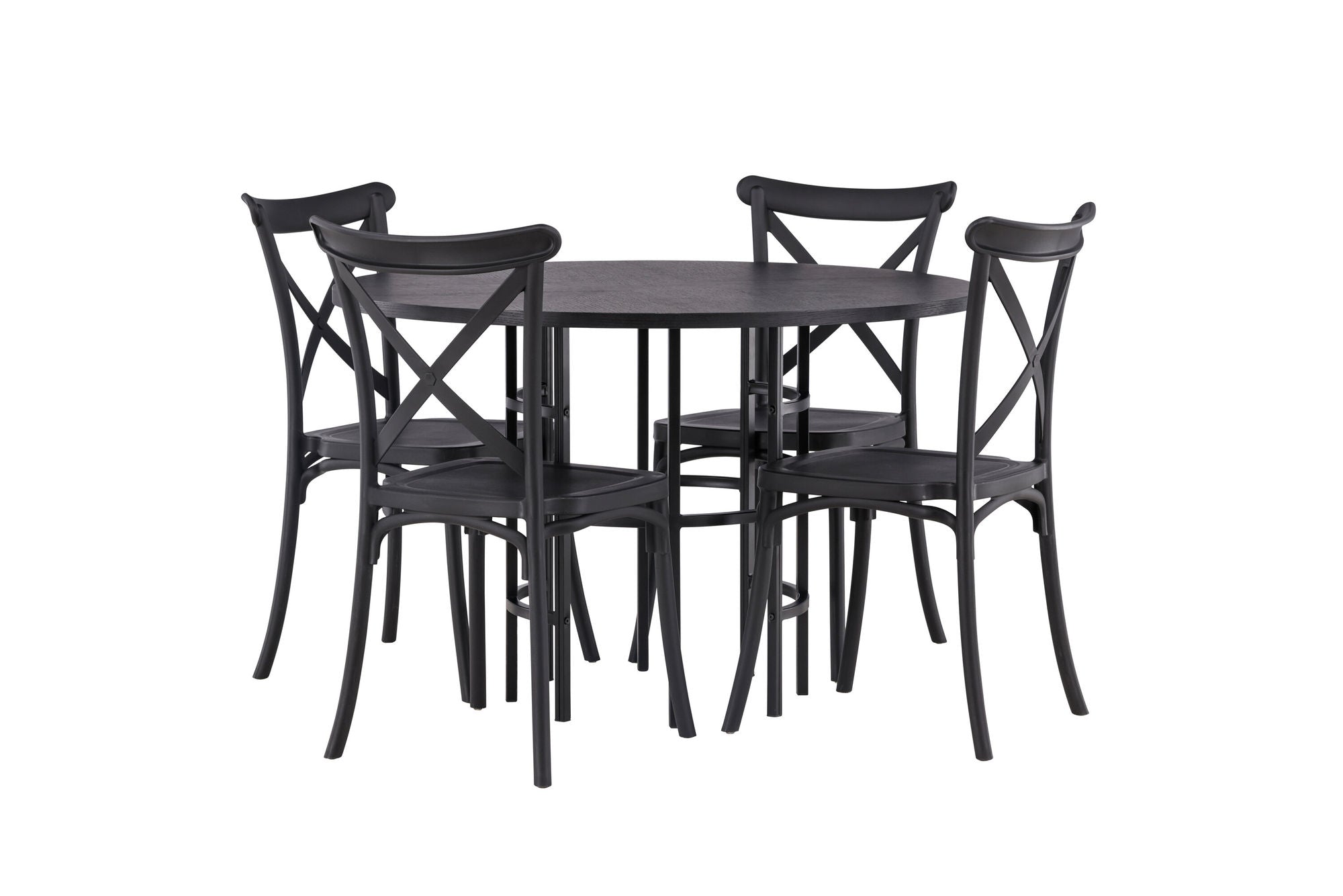 Venture Home Copenhagen spisebord - Black / Black Veneer +Crosett Spisebordsstol - Matte Black / Matte Black Plastic _4