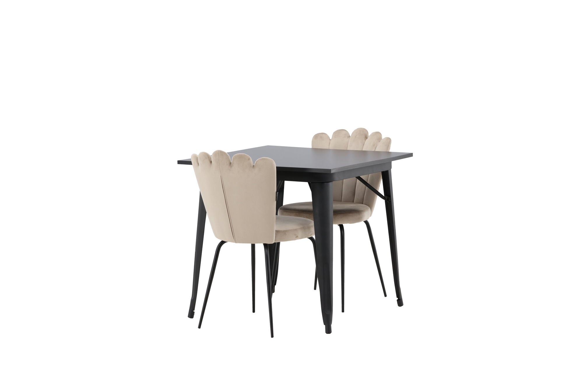 Venture Home Tempe spisebord - Black / Black MDF +Limhamn Light stol - Black / Beige Velvet _2