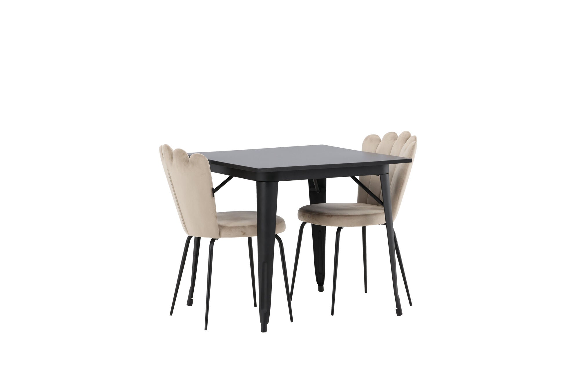 Venture Home Tempe spisebord - Black / Black MDF +Limhamn Light stol - Black / Beige Velvet _2