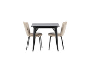 Venture Home Tempe spisebord - Black / Black MDF +Limhamn Light stol - Black / Beige Velvet _2