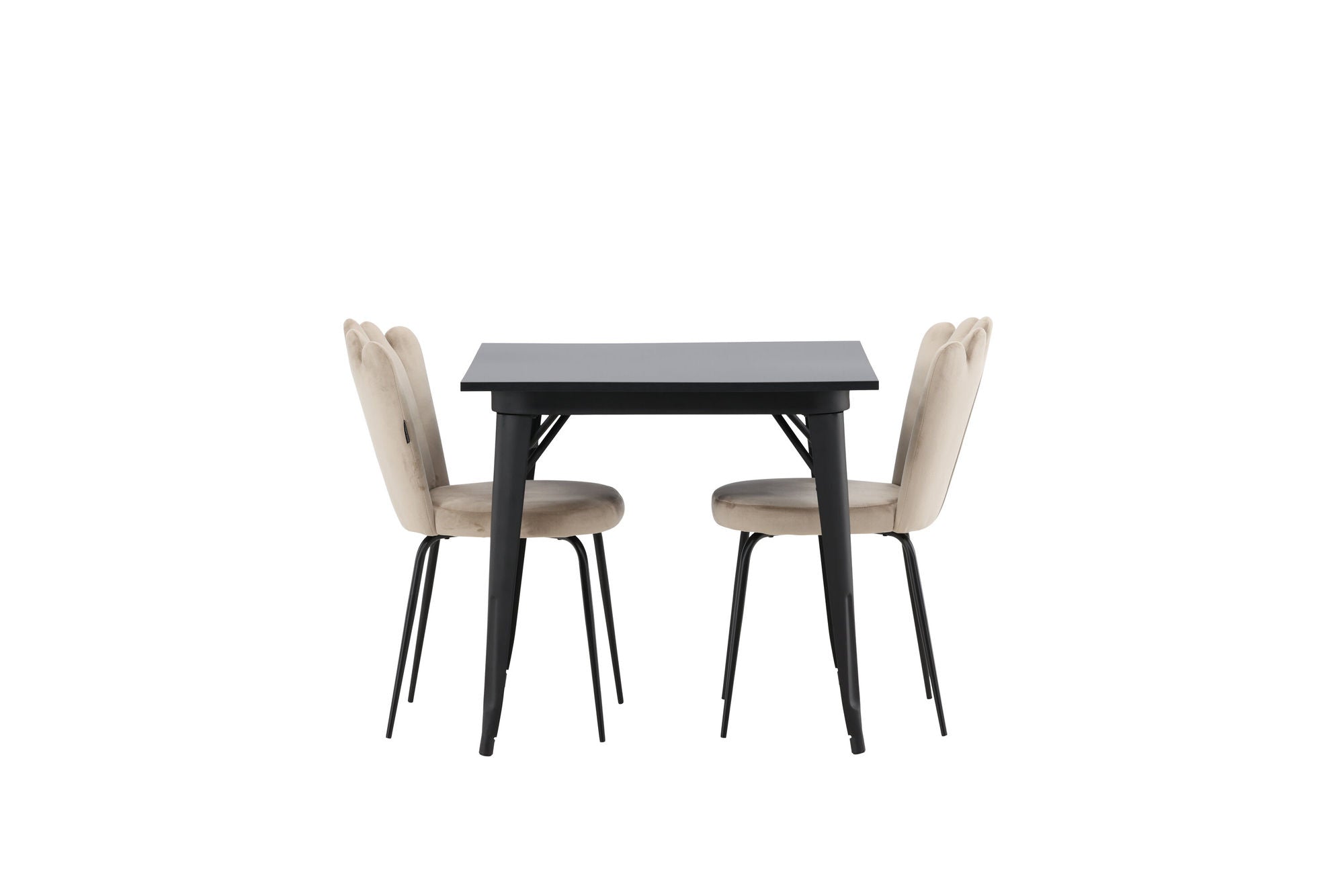 Venture Home Tempe spisebord - Black / Black MDF +Limhamn Light stol - Black / Beige Velvet _2