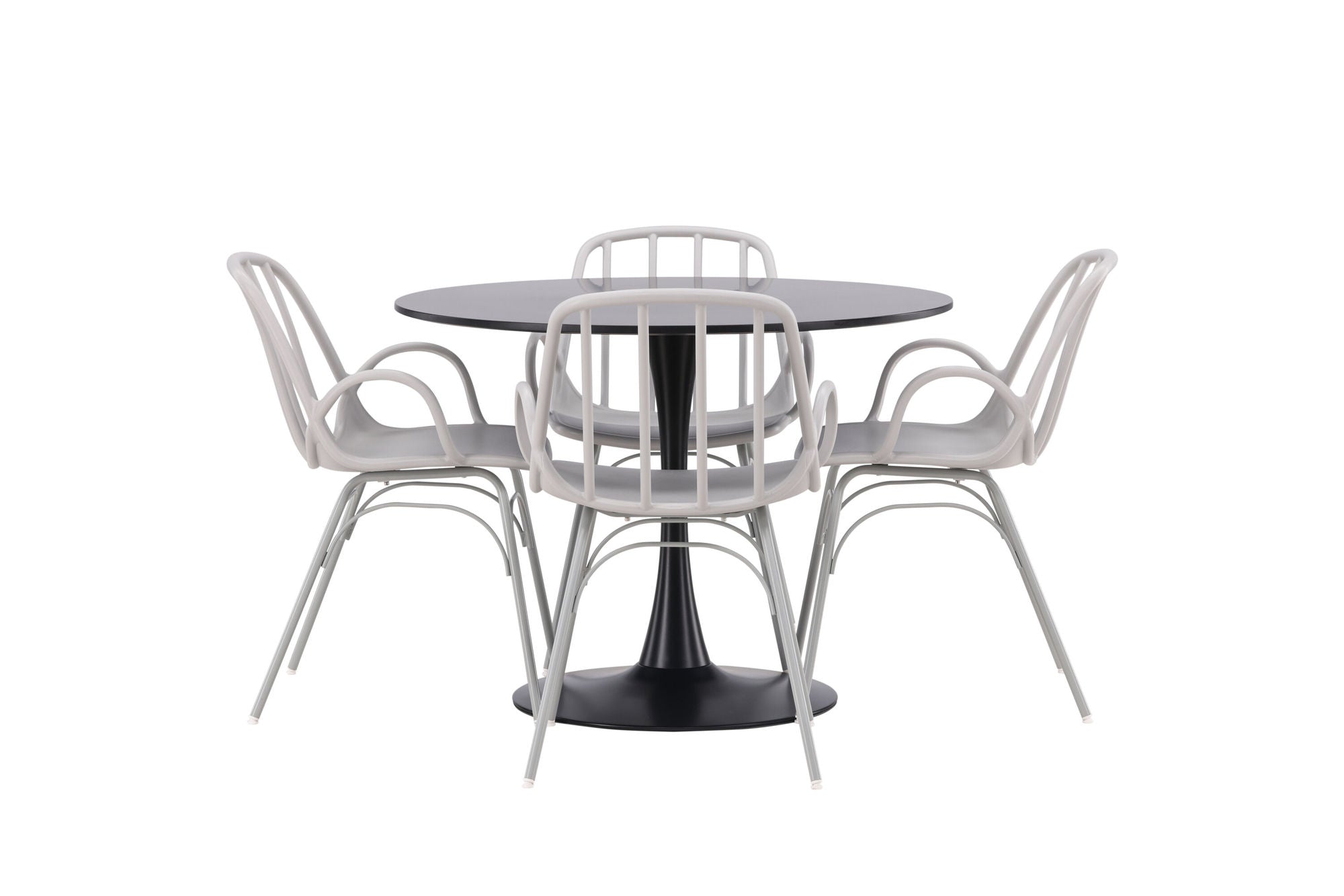 Venture Home Glade spisebord - Black / Black MDF +Dyrön Spisebordsstol - Greige Polypropylene _4