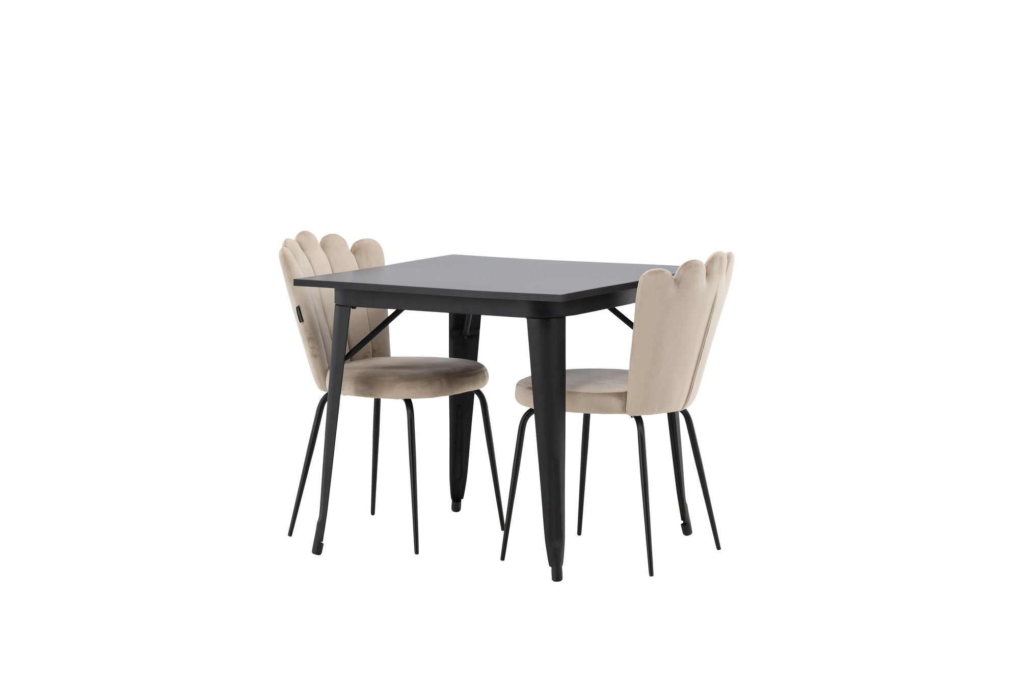 Venture Home Tempe spisebord - Black / Black MDF +Limhamn Light stol - Black / Beige Velvet _2