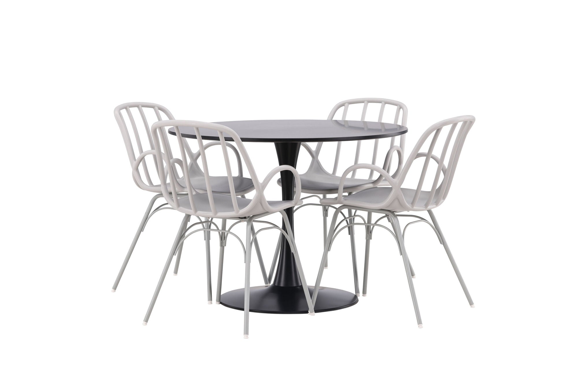 Venture Home Glade spisebord - Black / Black MDF +Dyrön Spisebordsstol - Greige Polypropylene _4