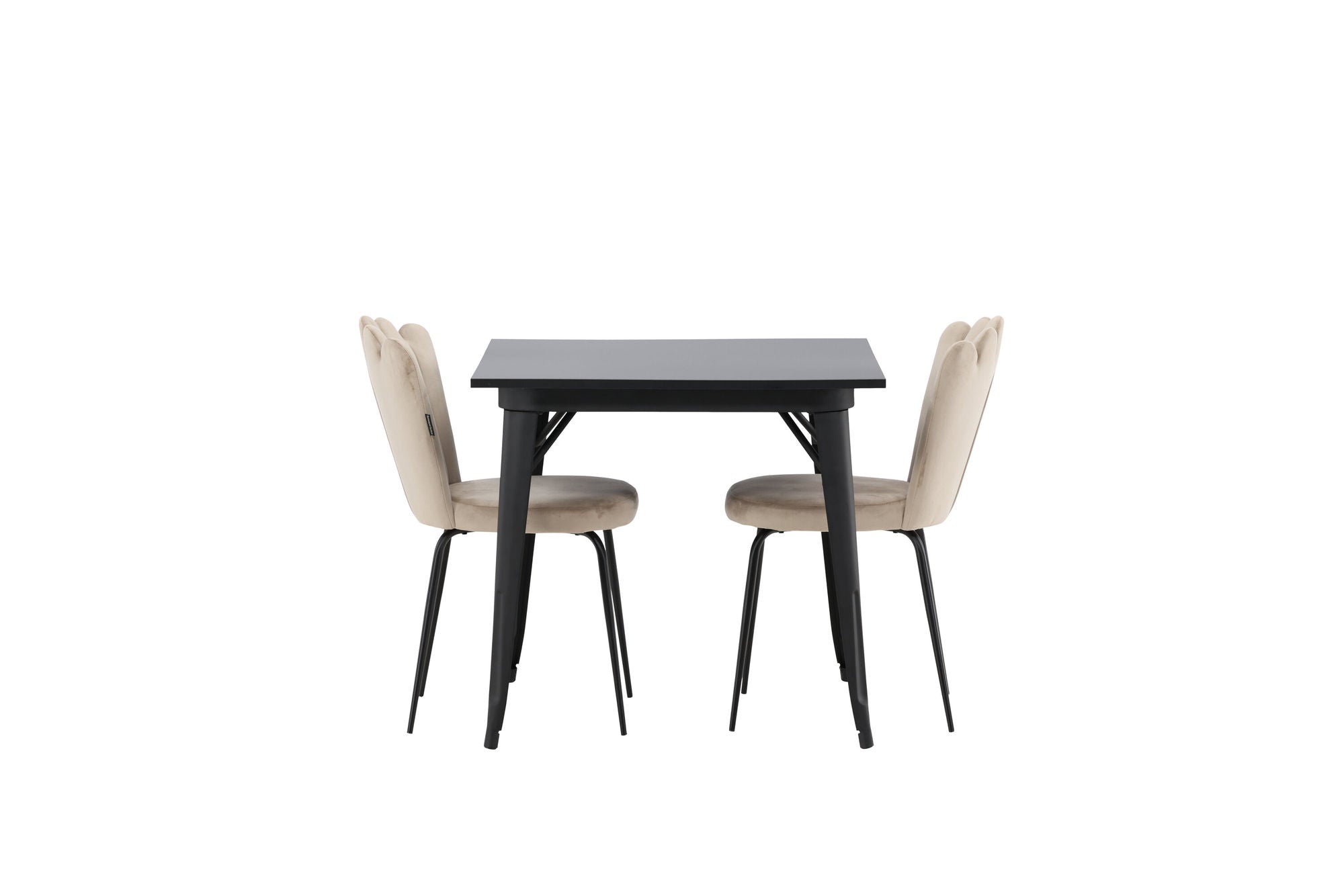 Venture Home Tempe spisebord - Black / Black MDF +Limhamn Light stol - Black / Beige Velvet _2