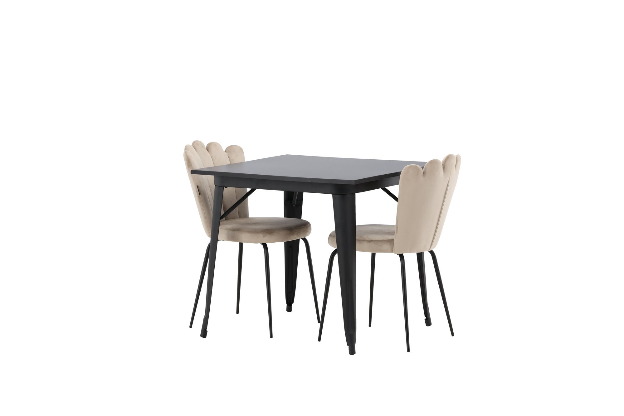 Venture Home Tempe spisebord - Black / Black MDF +Limhamn Light stol - Black / Beige Velvet _2