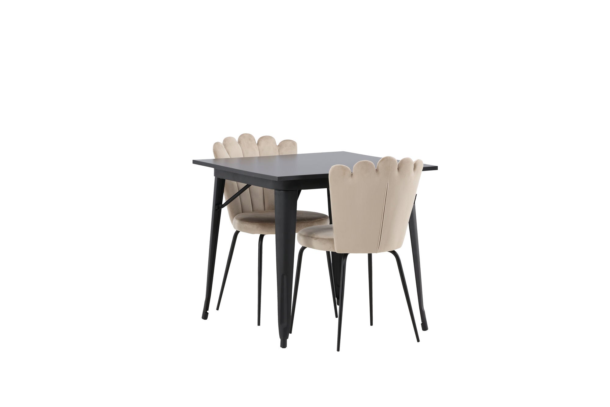 Venture Home Tempe spisebord - Black / Black MDF +Limhamn Light stol - Black / Beige Velvet _2