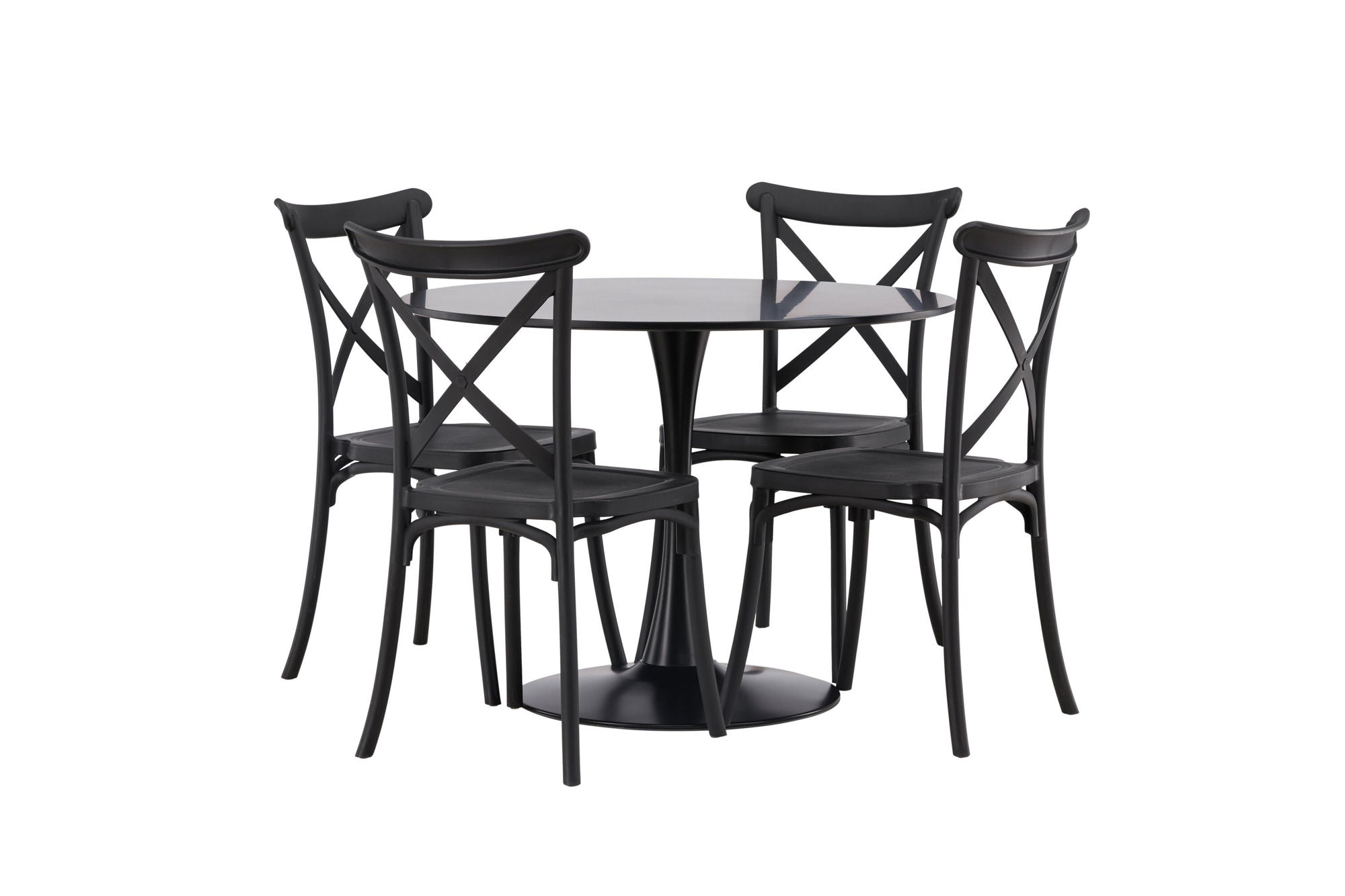 Venture Home Glade spisebord - Black / Black MDF +Crosett Spisebordsstol - Matte Black / Matte Black Plastic _4