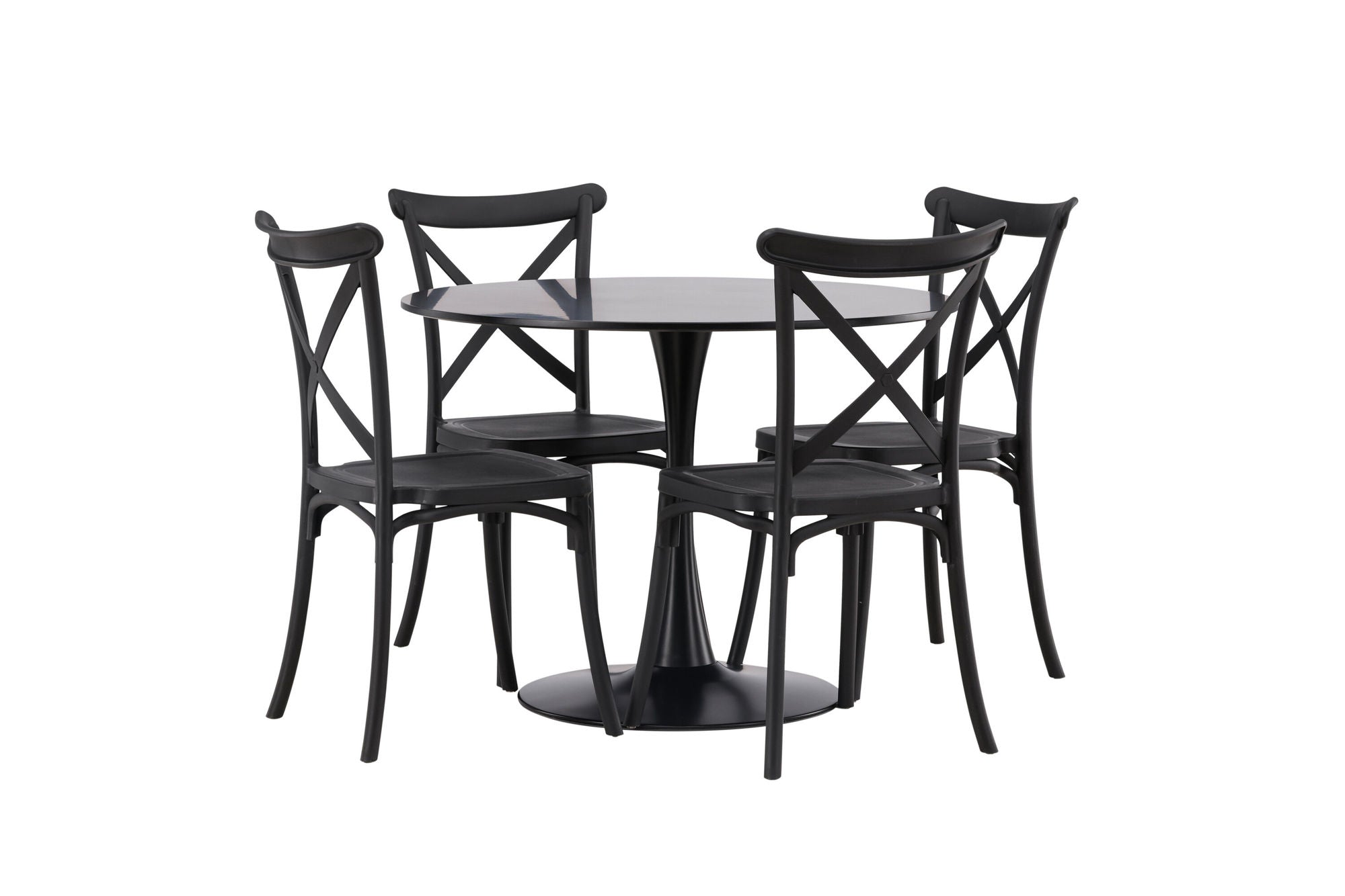 Venture Home Glade spisebord - Black / Black MDF +Crosett Spisebordsstol - Matte Black / Matte Black Plastic _4