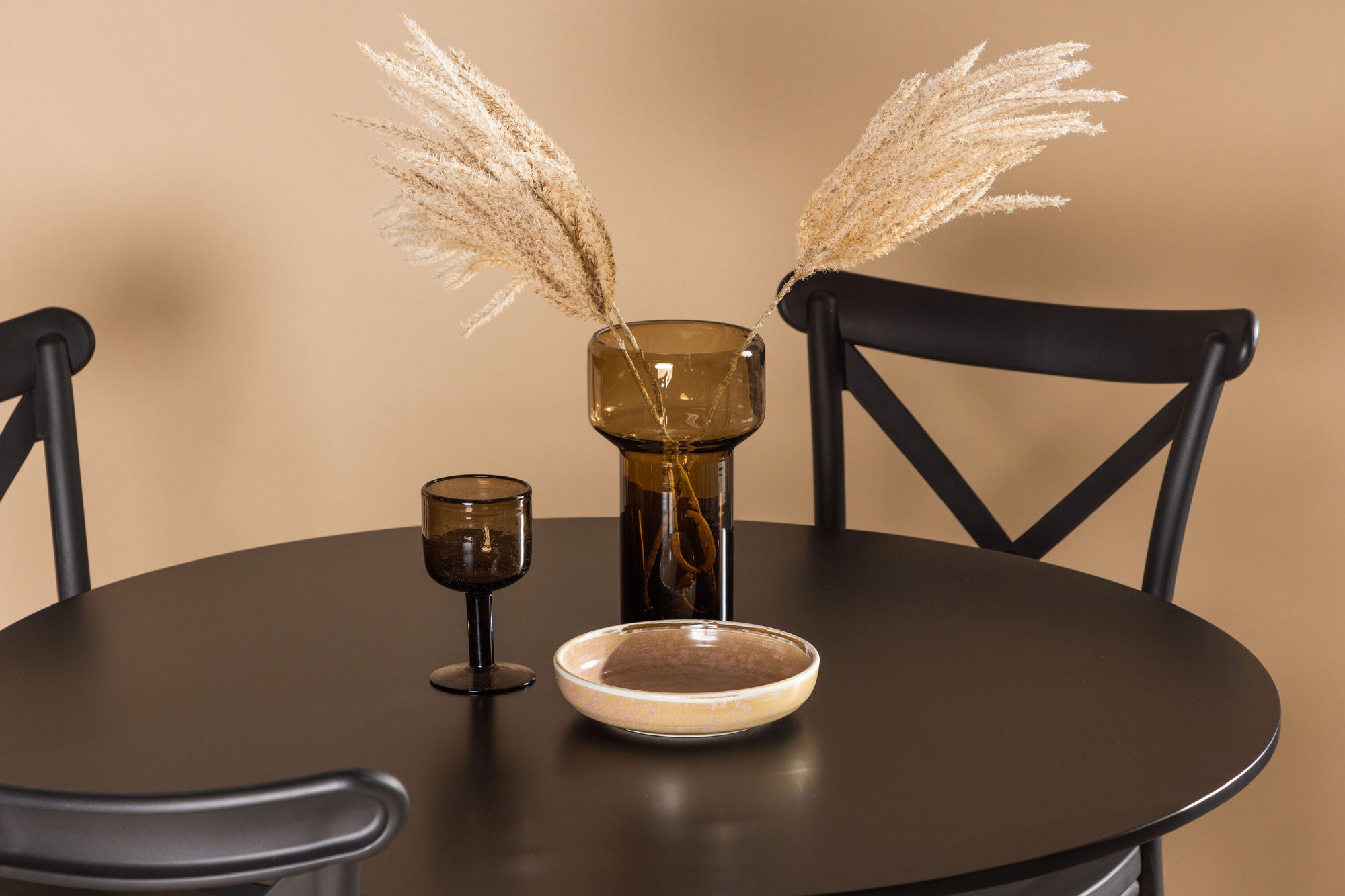 Venture Home Glade spisebord - Black / Black MDF +Crosett Spisebordsstol - Matte Black / Matte Black Plastic _4