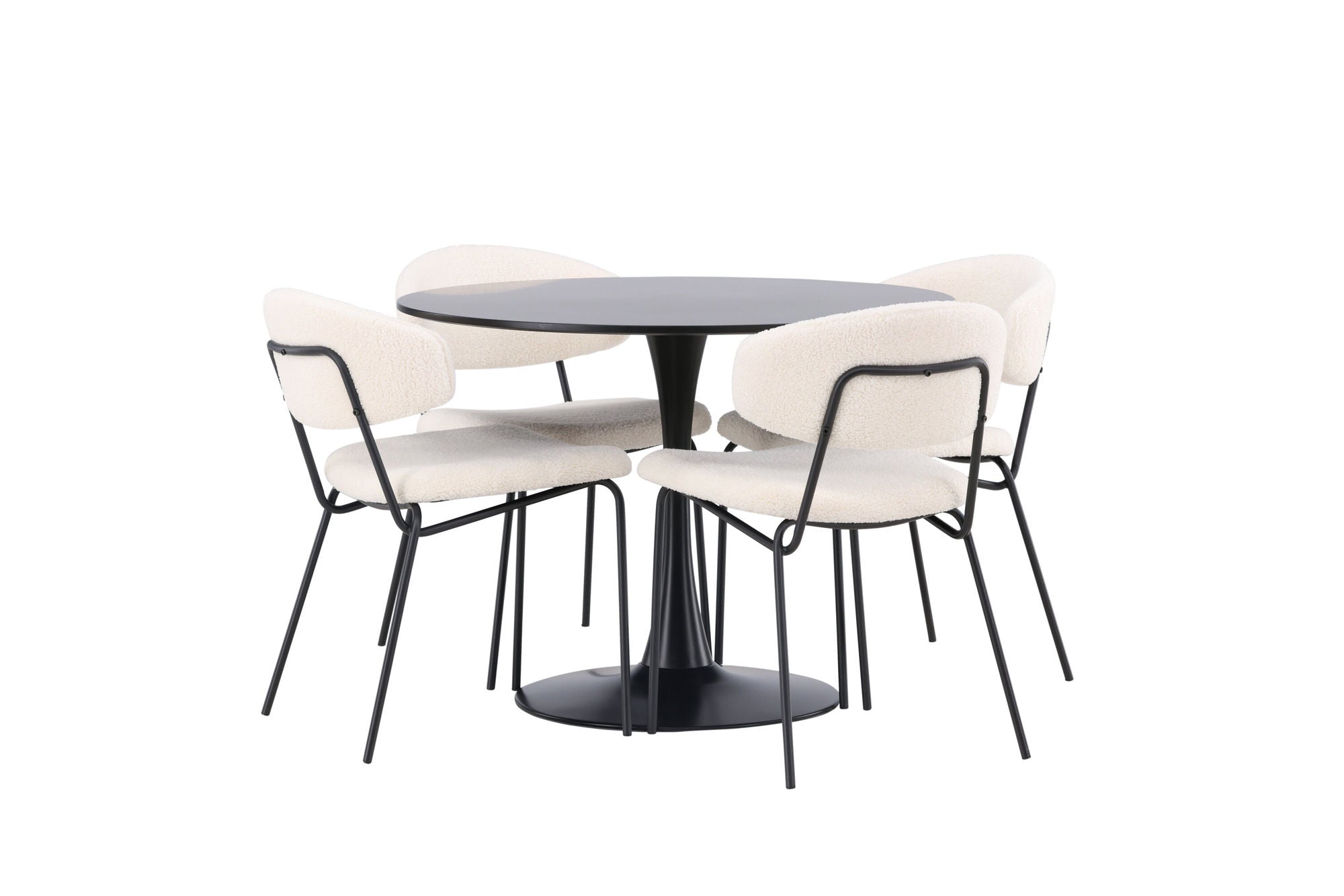 Venture Home Glade spisebord - Black / Black MDF +Chico Spisebordsstol - Black / White Boucle _4