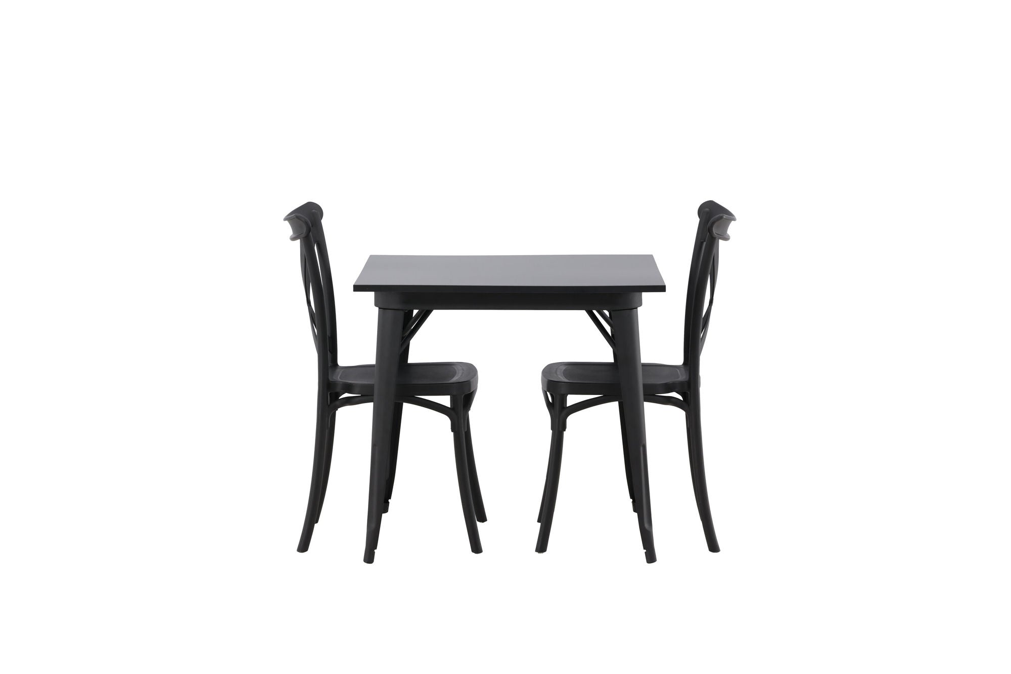Venture Home Tempe spisebord - Black / Black MDF +Crosett Spisebordsstol - Matte Black / Matte Black Plastic _2