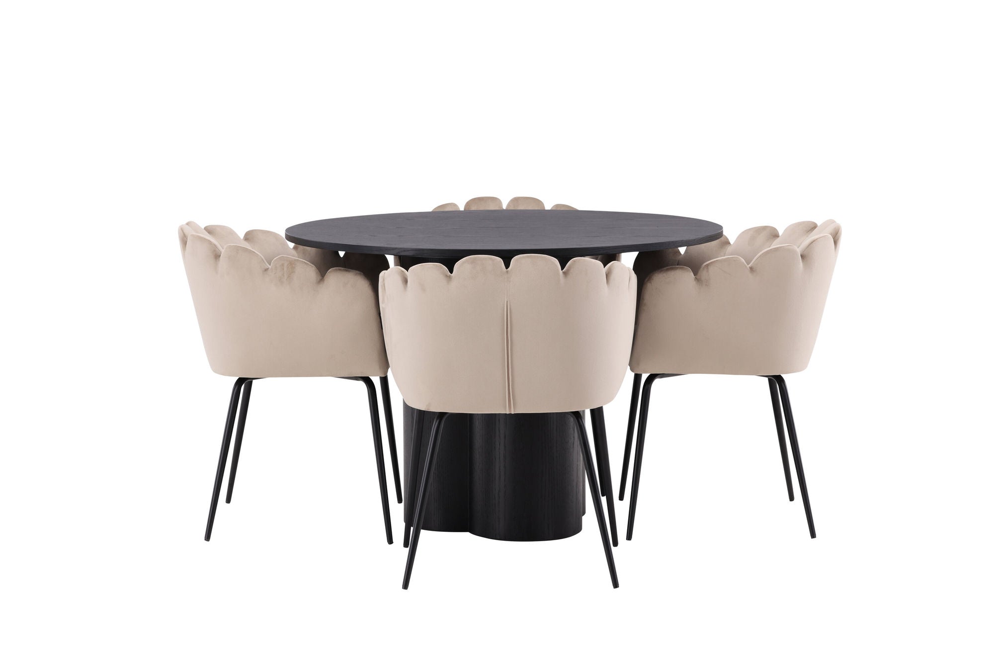 Venture Home OliviaDiningbord-Black/BlackVeneer+Limhamnstol-Black/BeigeVelvet_4