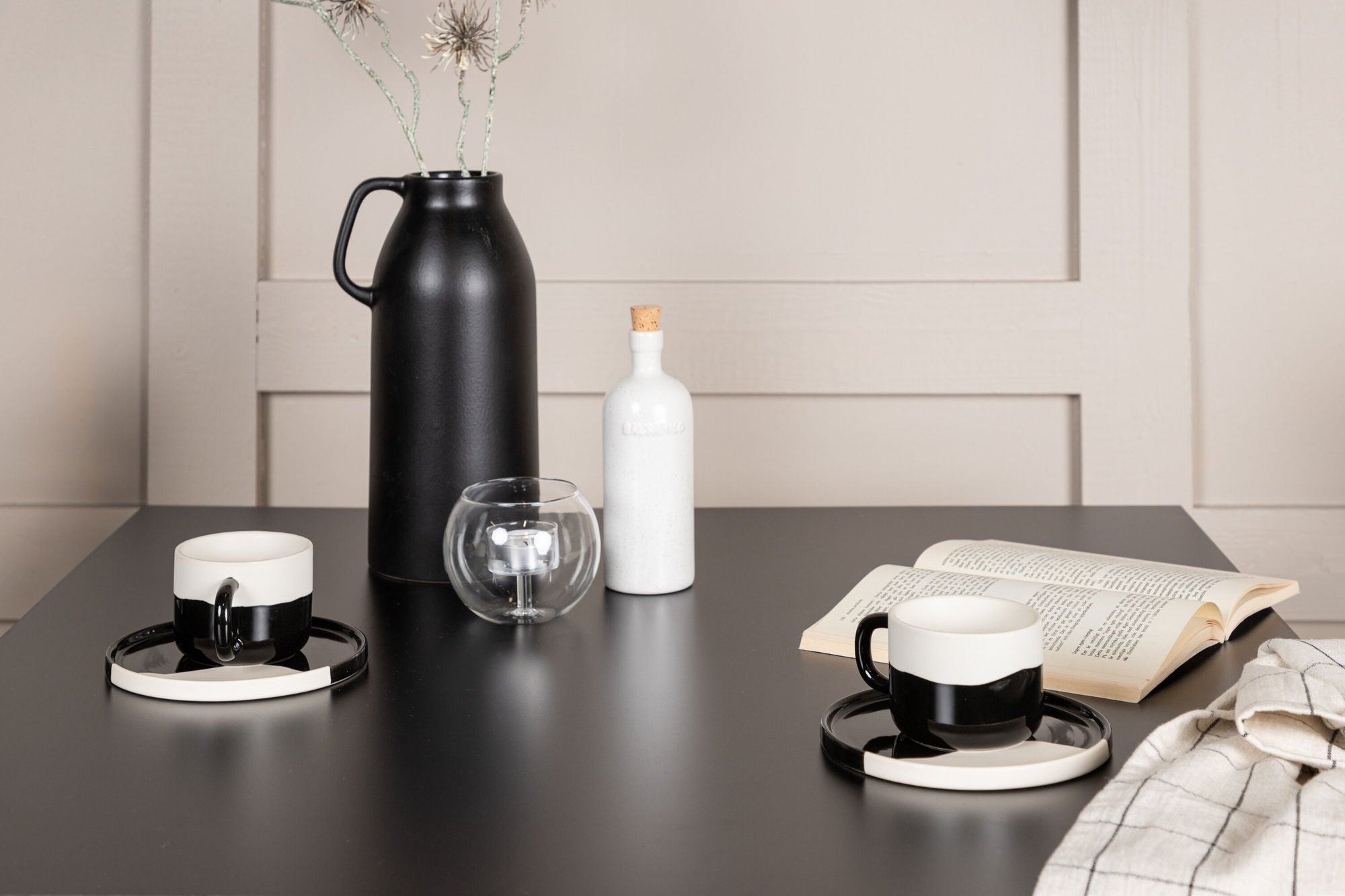 Venture Home Tempe spisebord - Black / Black MDF +Crosett Spisebordsstol - Matte Black / Matte Black Plastic _2