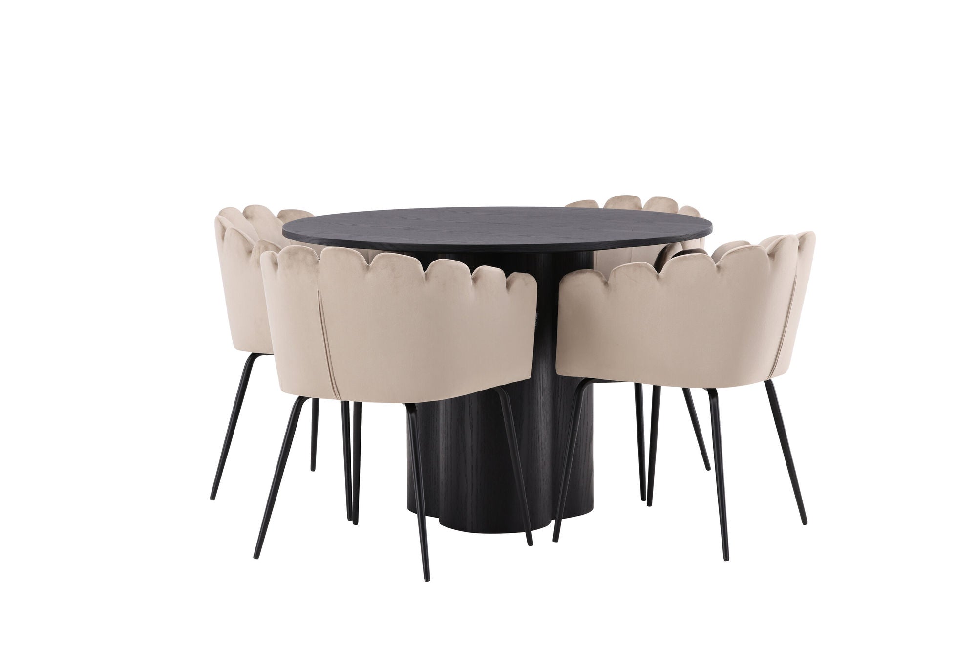 Venture Home OliviaDiningbord-Black/BlackVeneer+Limhamnstol-Black/BeigeVelvet_4