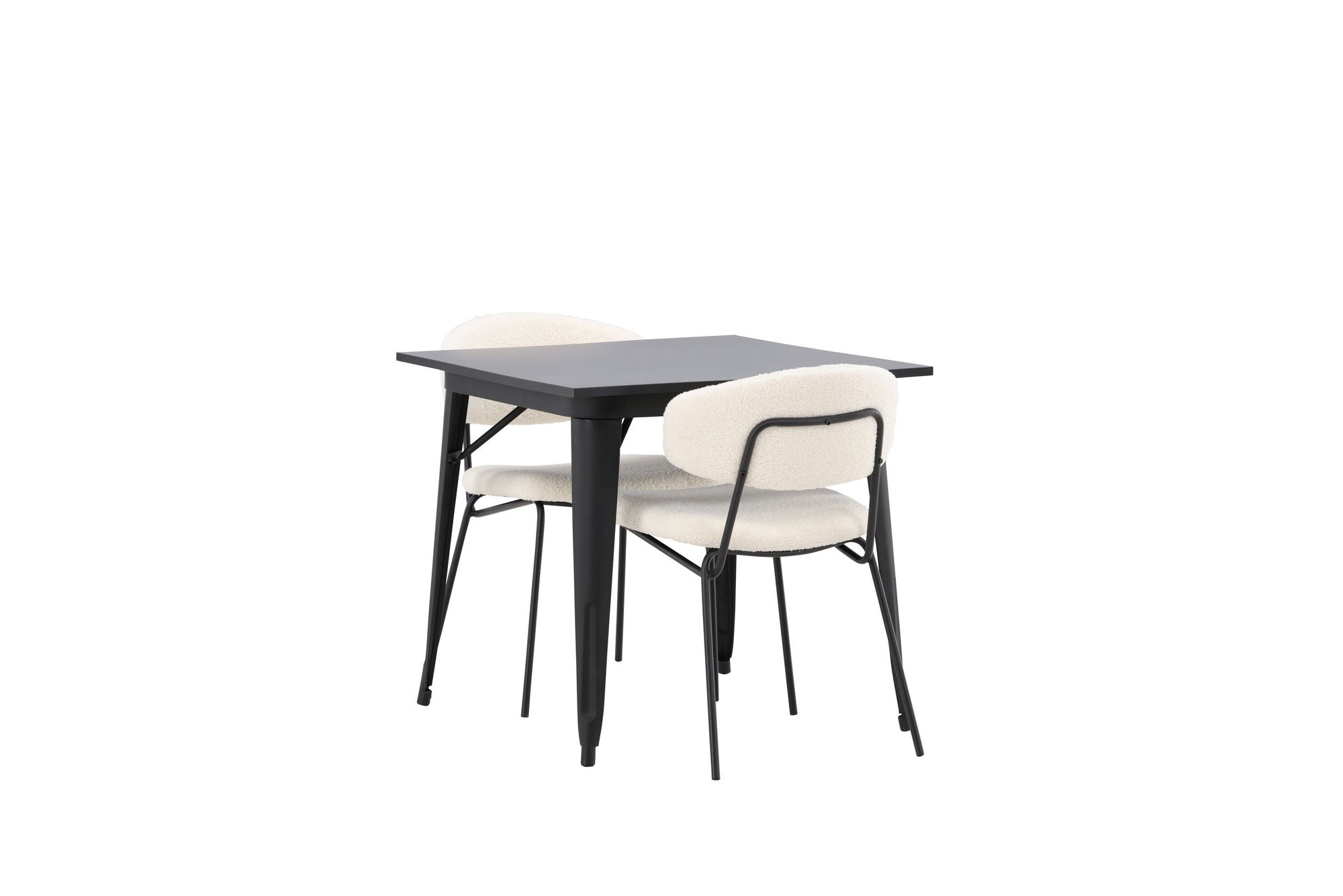 Venture Home Tempe spisebord - Black / Black MDF +Chico Spisebordsstol - Black / White Boucle _2