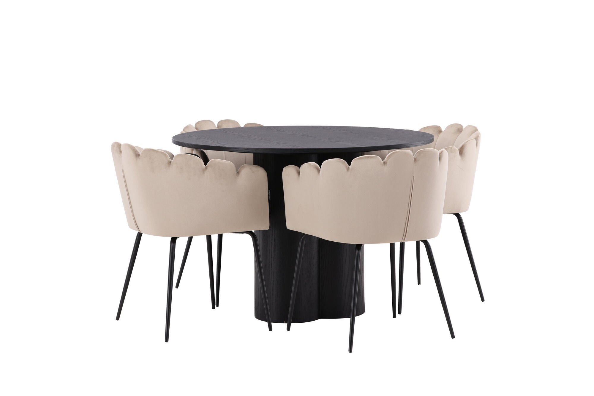 Venture Home OliviaDiningbord-Black/BlackVeneer+Limhamnstol-Black/BeigeVelvet_4