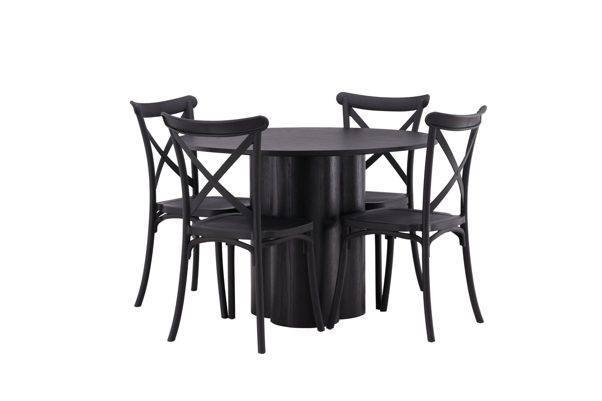 Venture Home OliviaDiningbord-Black/BlackVeneer+CrosettDiningstol-MatteBlack/MatteBlackPlastic_4