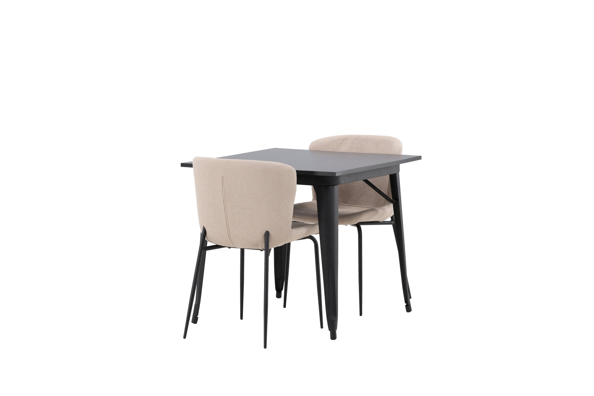 Venture Home Tempe spisebord - Black / Black MDF +Modesto Spisebordsstol - Beige / Beige Boucle _2