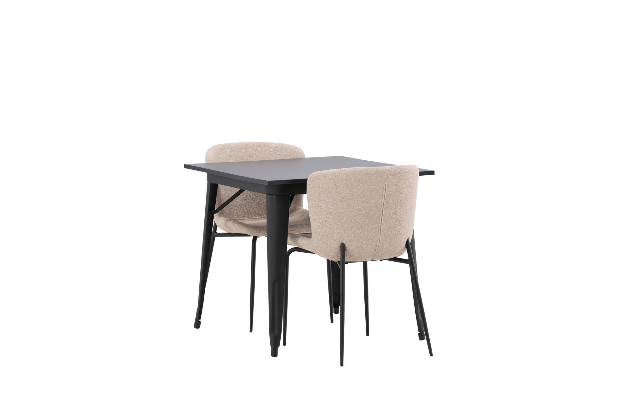 Venture Home Tempe spisebord - Black / Black MDF +Modesto Spisebordsstol - Beige / Beige Boucle _2
