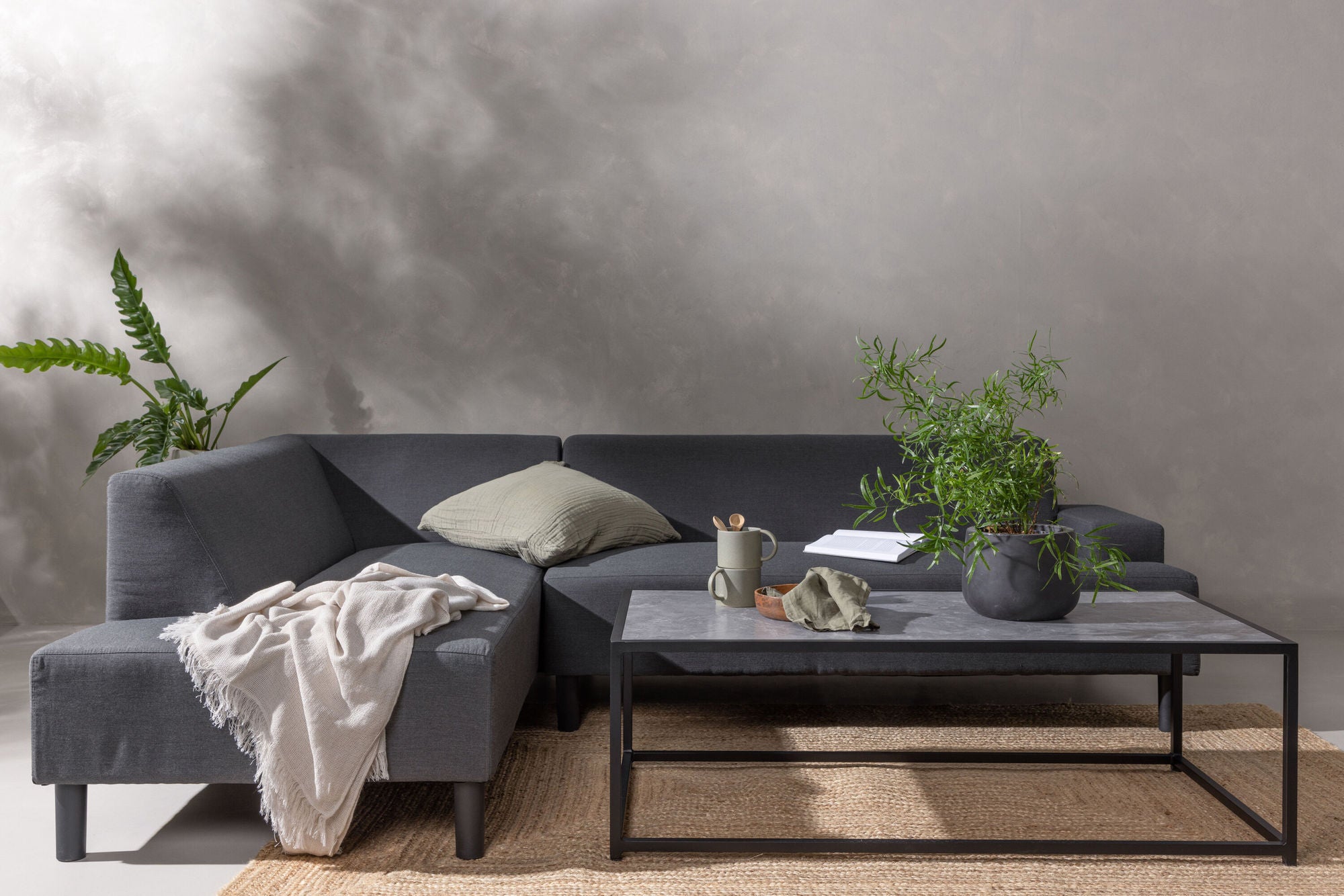 Venture Home Mecka hjørne Sofa set with bord / Dark Grey