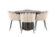 Venture Home OliviaDiningbord-Mocca/MoccaVeneer+Limhamnstol-Black/BeigeVelvet_4