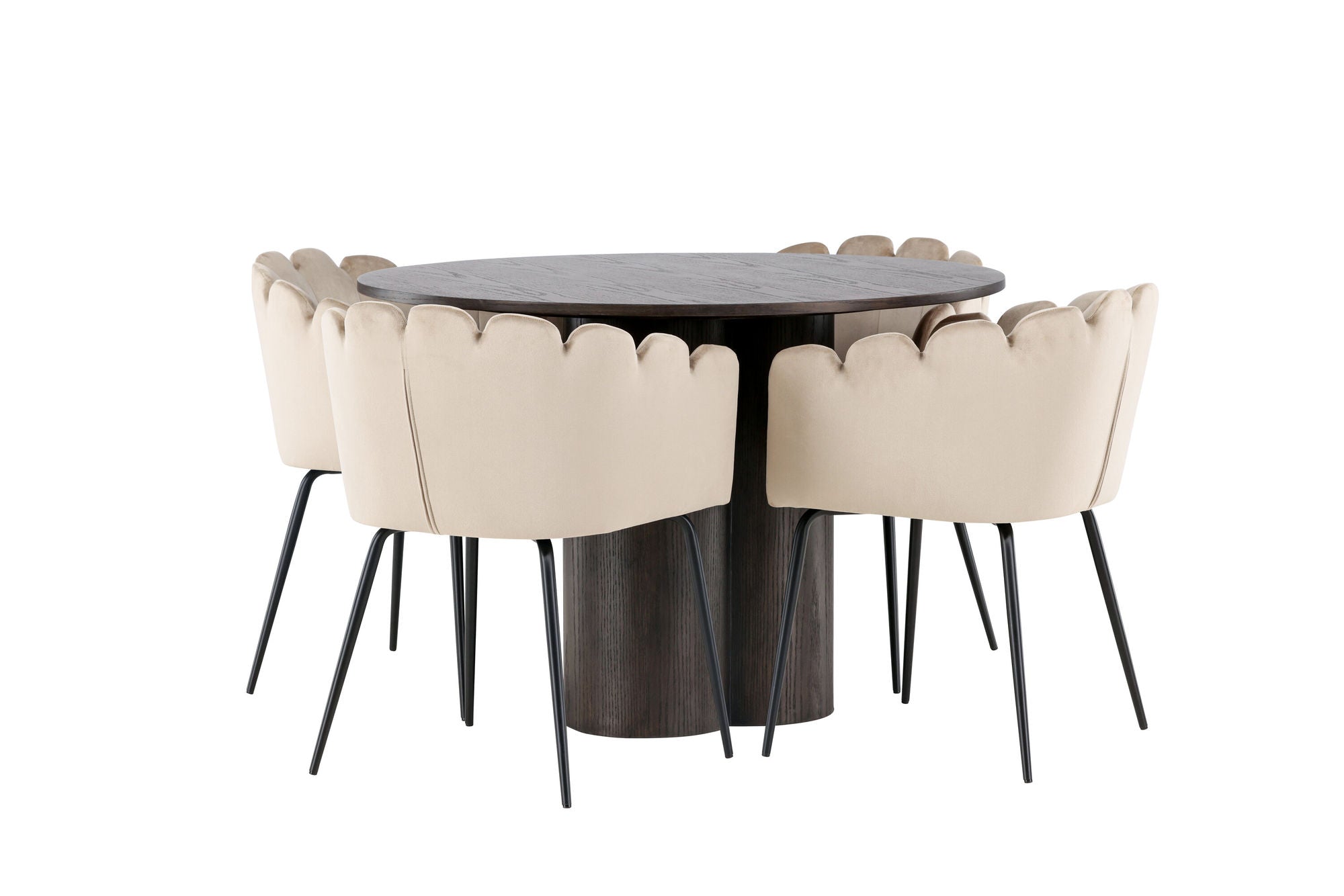 Venture Home OliviaDiningbord-Mocca/MoccaVeneer+Limhamnstol-Black/BeigeVelvet_4