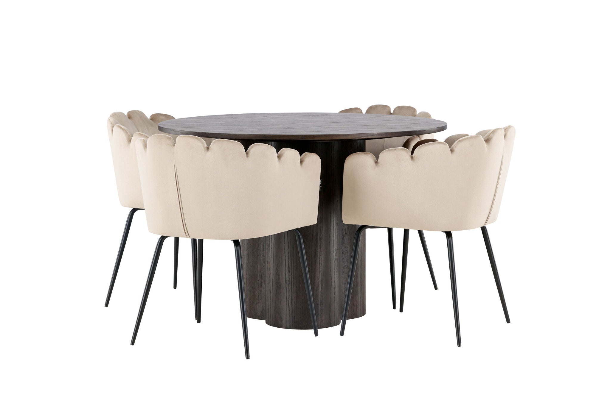 Venture Home OliviaDiningbord-Mocca/MoccaVeneer+Limhamnstol-Black/BeigeVelvet_4