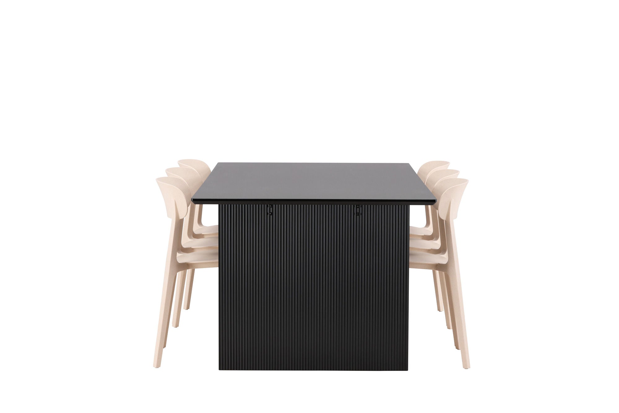 Venture Home Vail spisebord - Black / Smoked Black MDF +Åstol Spisebordsstol - Nature Wood plastic composite _6