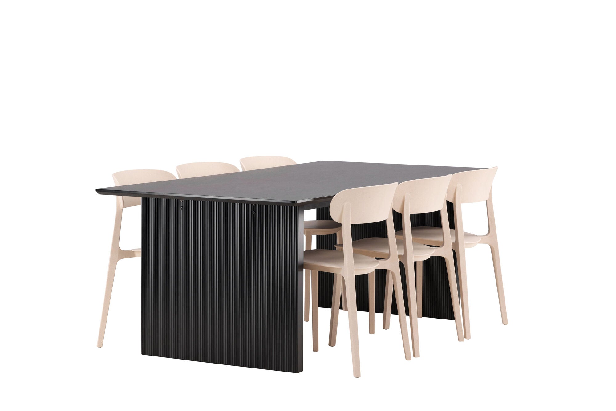 Venture Home Vail spisebord - Black / Smoked Black MDF +Åstol Spisebordsstol - Nature Wood plastic composite _6
