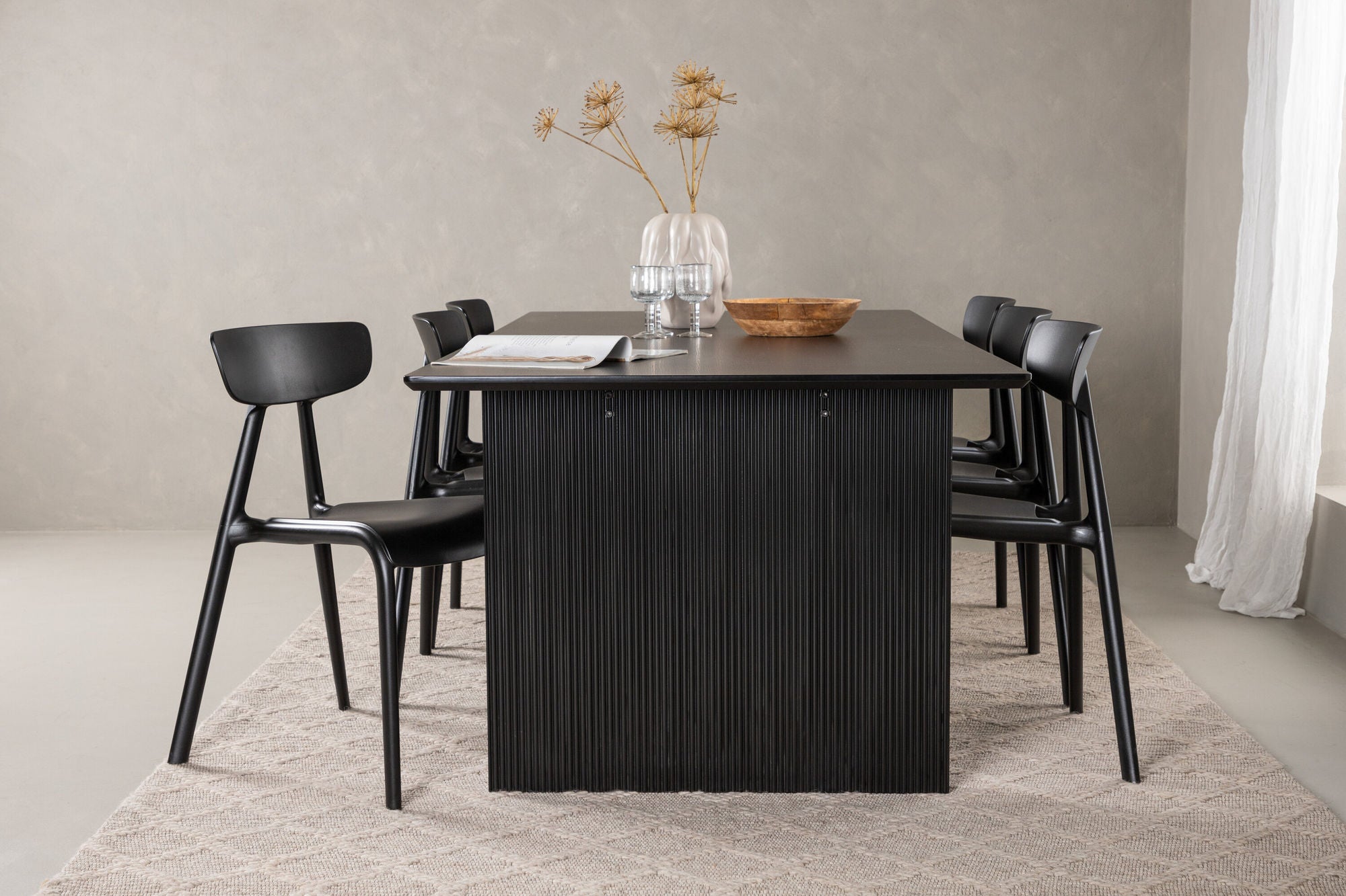 Venture Home Vail spisebord - Black / Smoked Black MDF +Ursholmen Spisebordsstol - Black Polypropylene _6