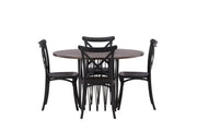Venture Home Stone round spisebord - Black / Mocca Veneer +Crosett Spisebordsstol - Matte Black / Matte Black Plastic _4