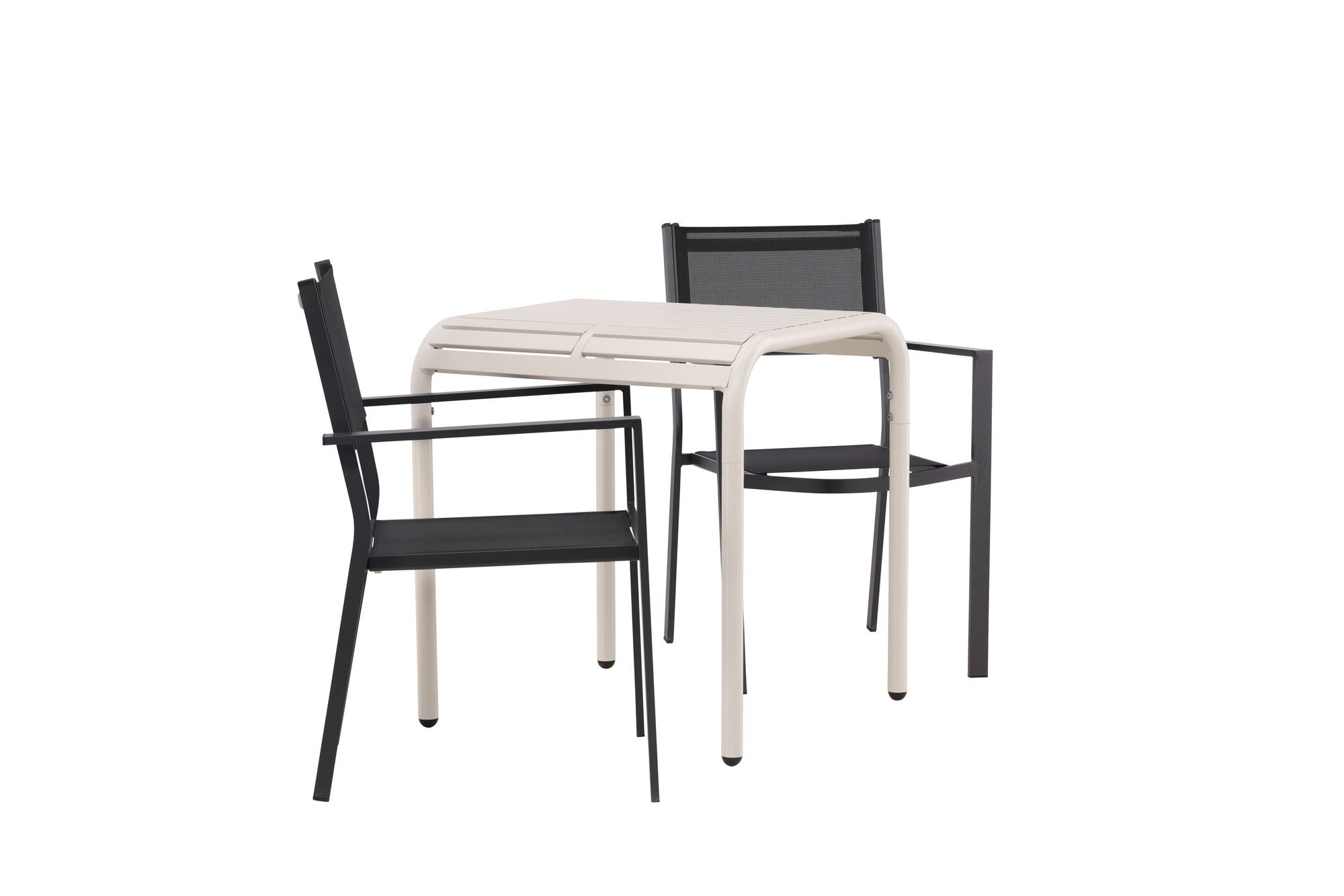 Venture Home Borneo Cafebord Aluminium - Beige / Kvadrat 70*70* +Copacabana Stacking stol - Black/Black - Ersätter 4131-408 _2