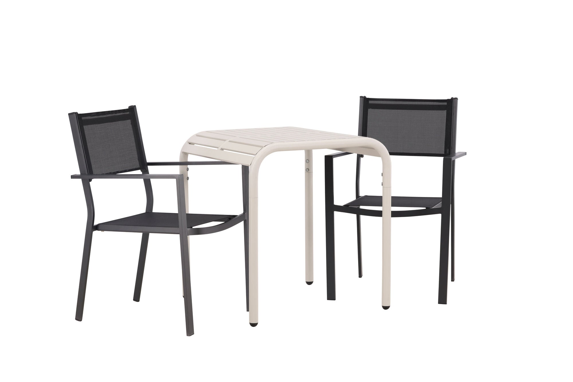 Venture Home Borneo Cafebord Aluminium - Beige / Kvadrat 70*70* +Copacabana Stacking stol - Black/Black - Ersätter 4131-408 _2