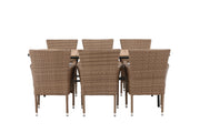 Venture Home Holmbeck Diningbord Steel - Black / Rectangular 90*200*75 +Malina Diningchair Alumnium - Nature / Wicker _6
