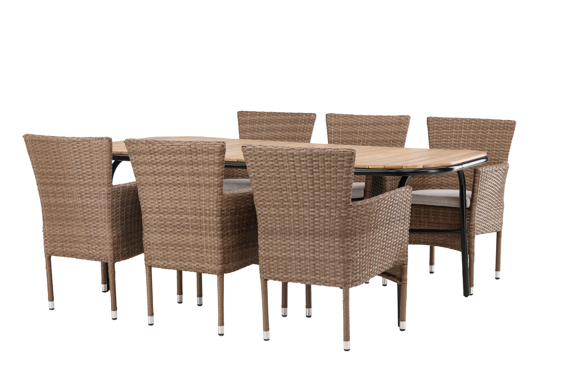 Venture Home Holmbeck Diningbord Steel - Black / Rectangular 90*200*75 +Malina Diningchair Alumnium - Nature / Wicker _6