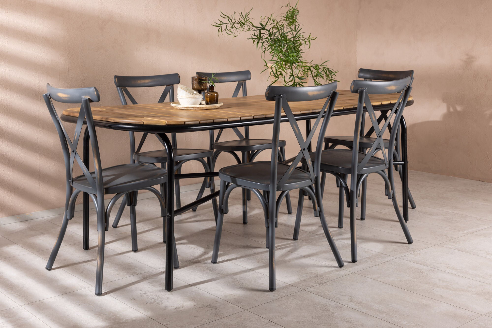 Venture Home Holmbeck Diningbord Steel - Black / Rectangular 90*200*75 +Tablas Diningchair Aluminium - Black / _6