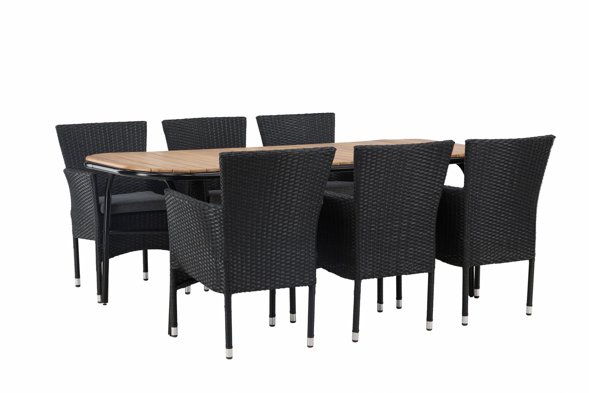 Venture Home Holmbeck Diningbord Steel - Black / Rectangular 90*200*75 +Malina Diningchair Alumnium - Black / Wicker _6