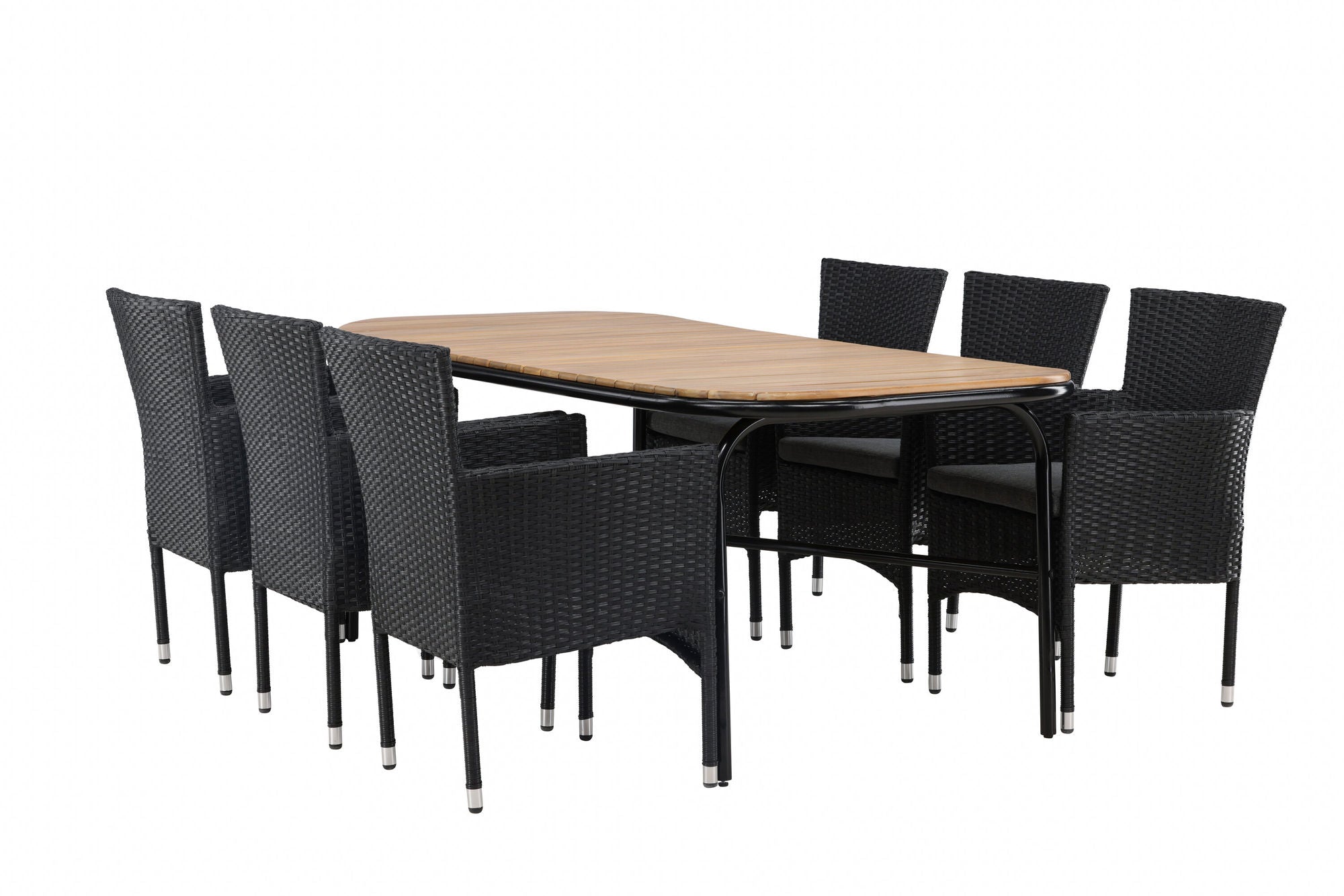 Venture Home Holmbeck Diningbord Steel - Black / Rectangular 90*200*75 +Malina Diningchair Alumnium - Black / Wicker _6