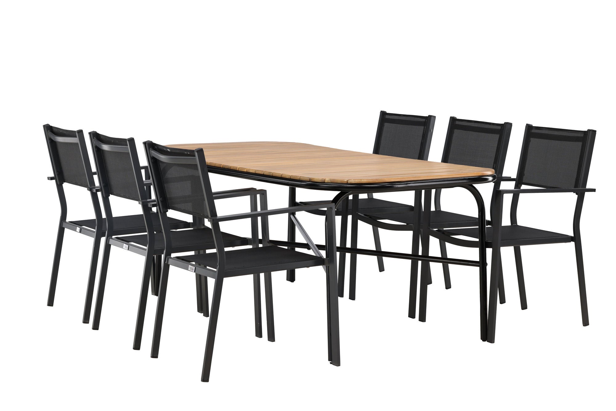 Venture Home Holmbeck Diningbord Steel - Black / Rectangular 90*200*75 +Copacabana Stacking stol - Black/Black - Ersätter 4131-408 _6