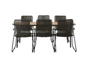 Venture Home Holmbeck Diningbord Steel - Black / Rectangular 90*200*75 +Bois Diningchair Steel - Black / Dark Grey Rope _6