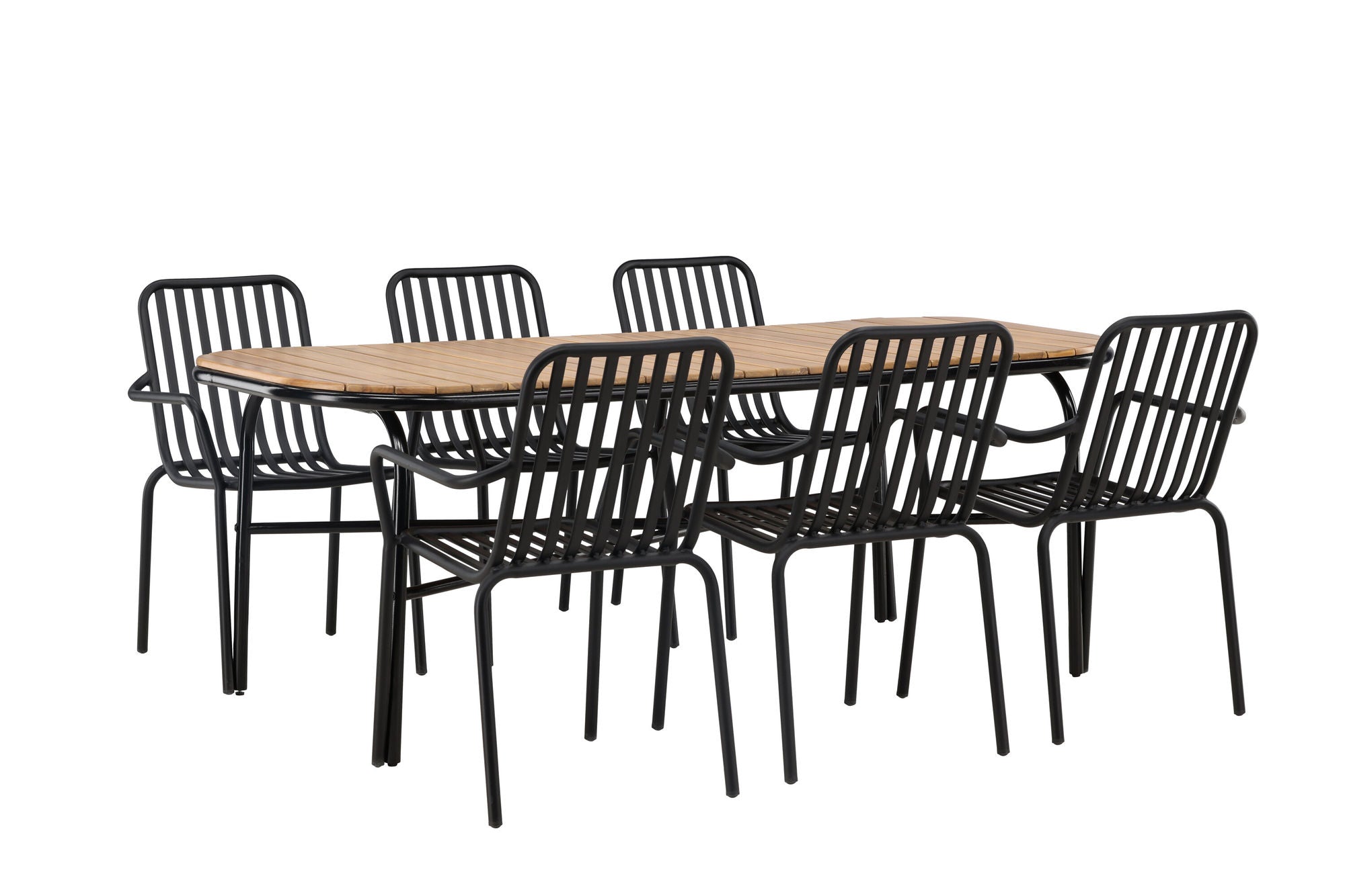 Venture Home Holmbeck Diningbord Steel - Black / Rectangular 90*200*75 +Peking Diningchair Aluminium - Black / _6