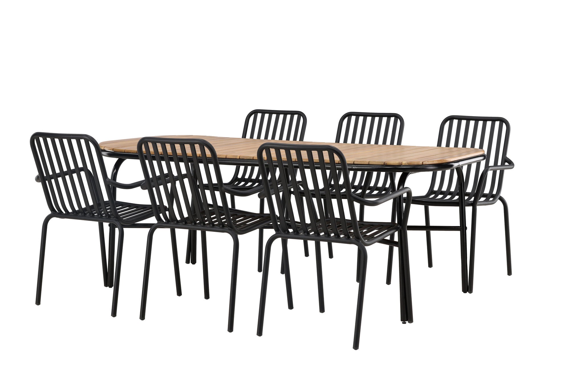 Venture Home Holmbeck Diningbord Steel - Black / Rectangular 90*200*75 +Peking Diningchair Aluminium - Black / _6
