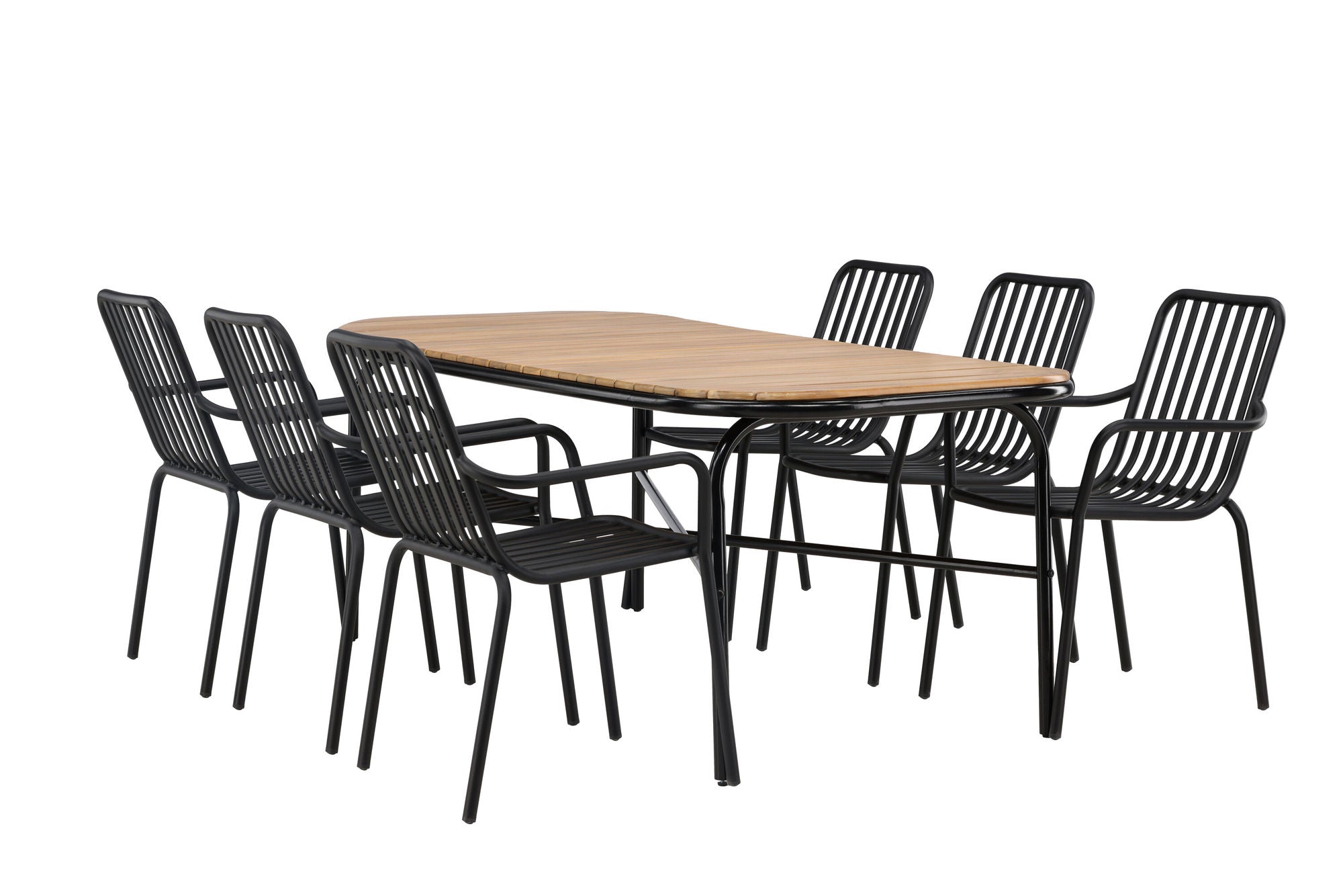 Venture Home Holmbeck Diningbord Steel - Black / Rectangular 90*200*75 +Peking Diningchair Aluminium - Black / _6