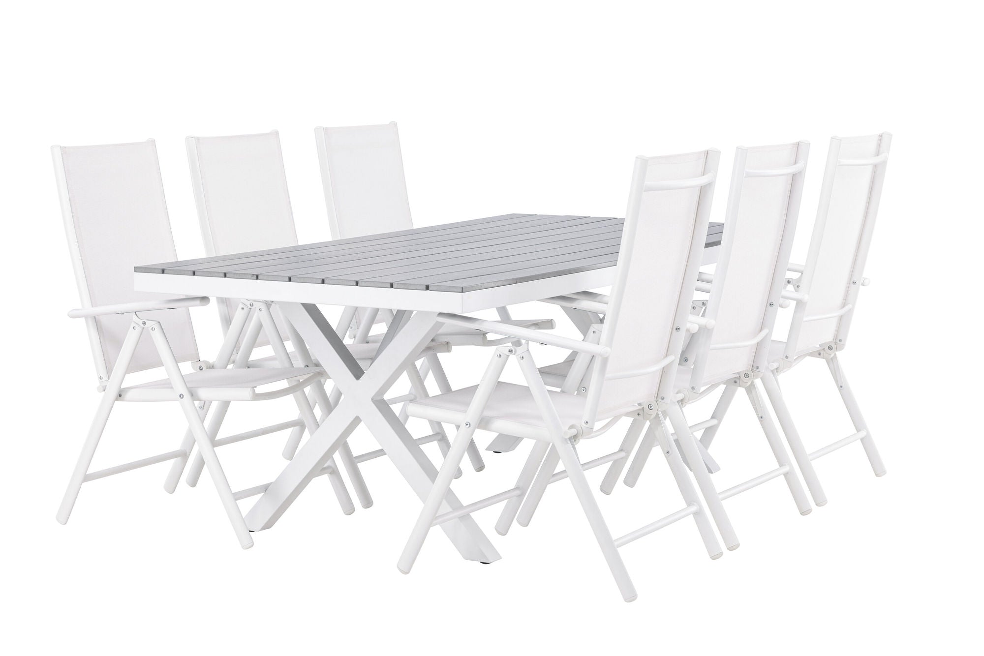 Venture Home Garcia Diningbord Alumnium - White / Light Grey Aintwood / Rectangular 100*200* +Break Diningchair Alumnium - White / Textilene _6