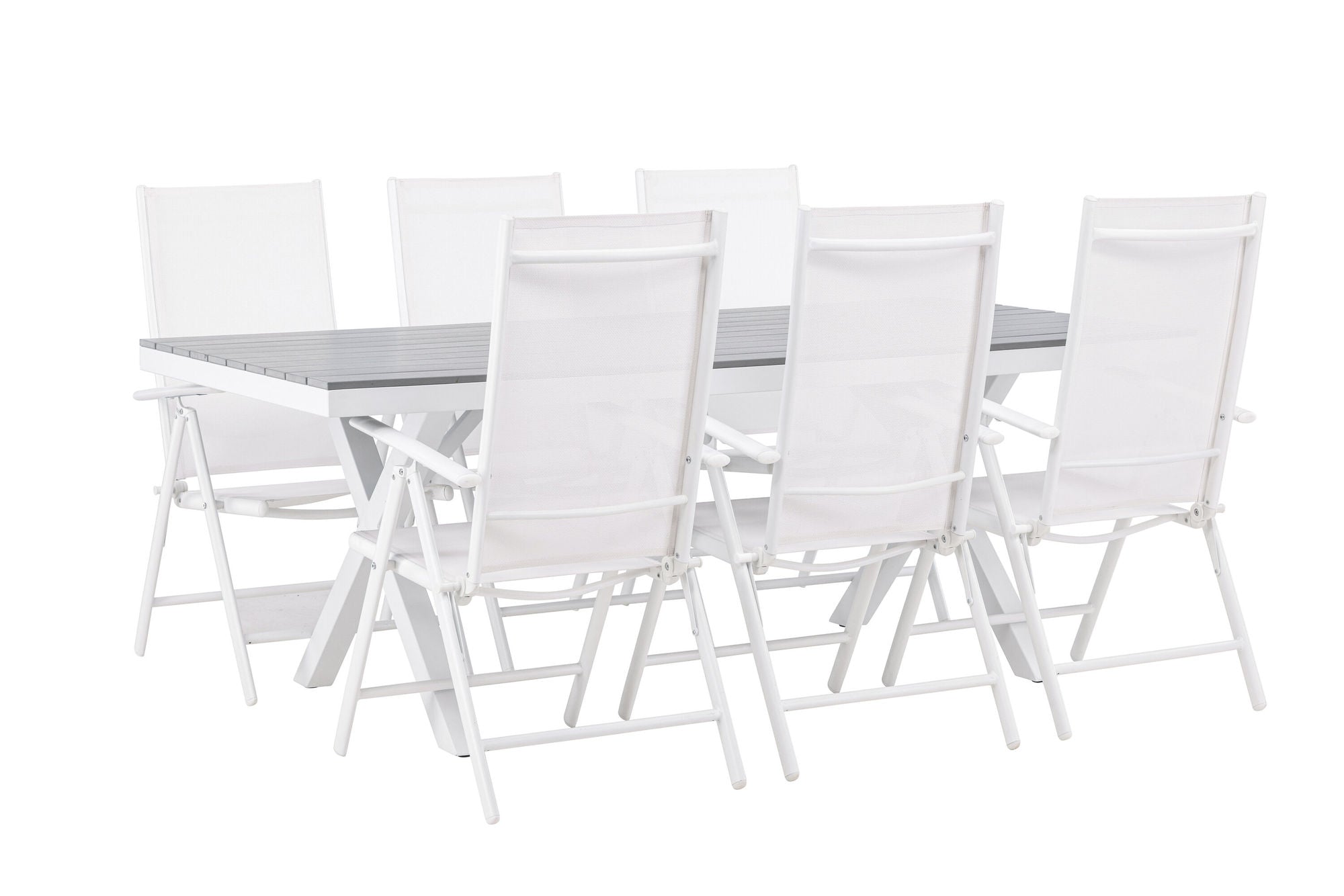 Venture Home Garcia Diningbord Alumnium - White / Light Grey Aintwood / Rectangular 100*200* +Break Diningchair Alumnium - White / Textilene _6