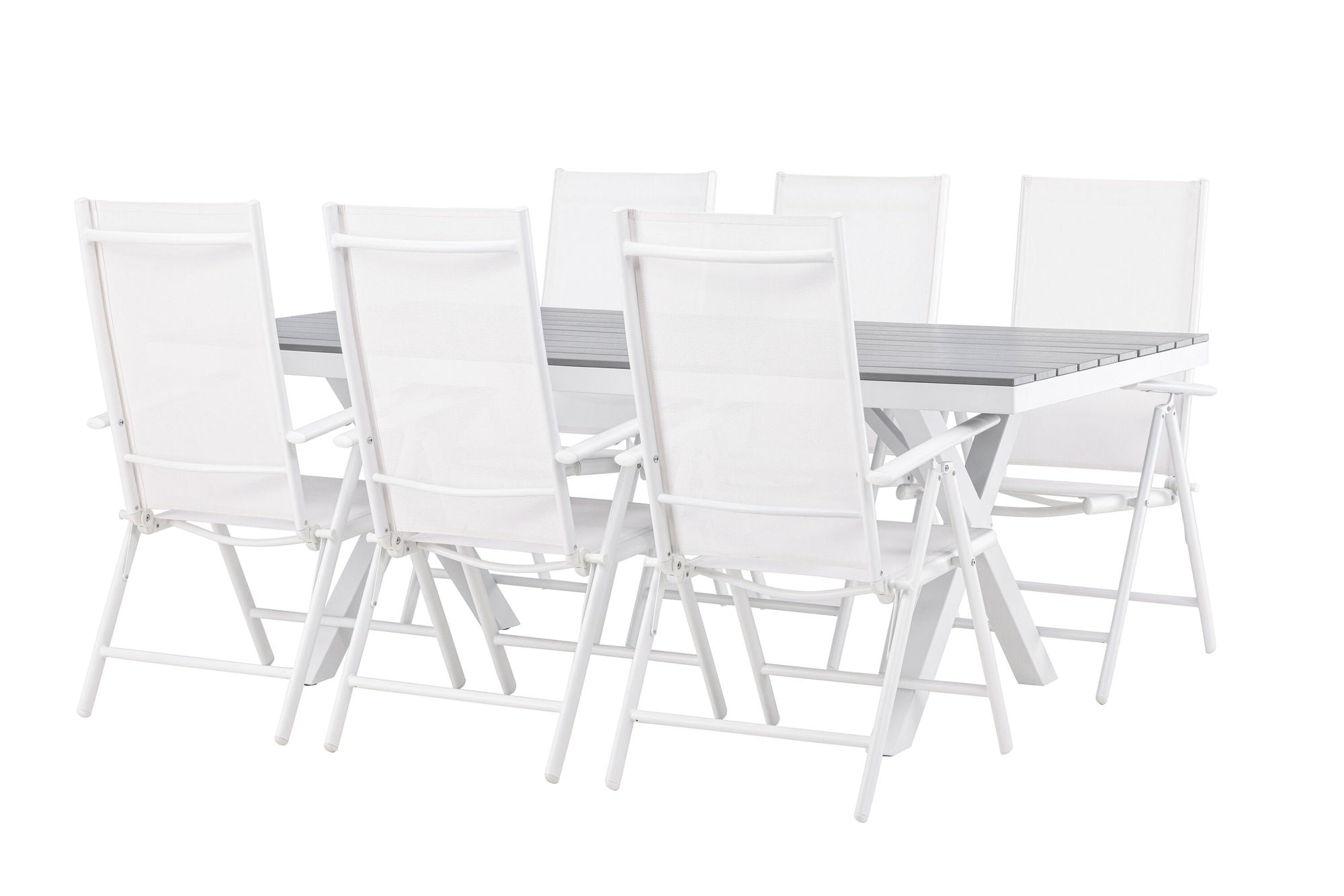 Venture Home Garcia Diningbord Alumnium - White / Light Grey Aintwood / Rectangular 100*200* +Break Diningchair Alumnium - White / Textilene _6