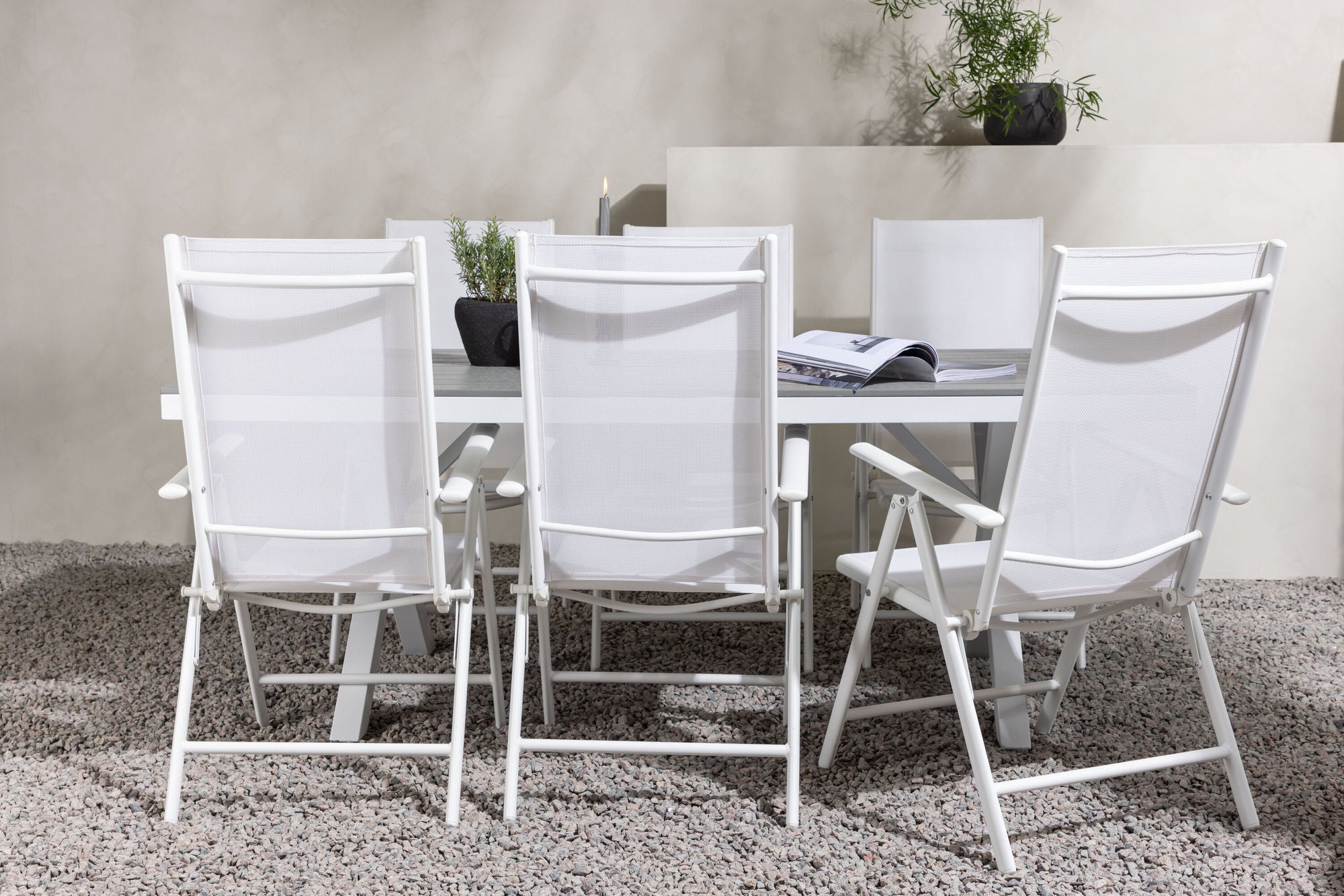 Venture Home Garcia Diningbord Alumnium - White / Light Grey Aintwood / Rectangular 100*200* +Break Diningchair Alumnium - White / Textilene _6